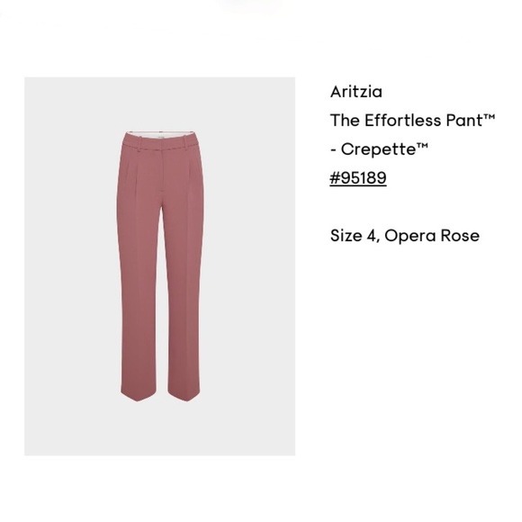 Aritzia The Effortless Pant - Crepette Opera Rose size 4 SHORT - Picture 2 of 5